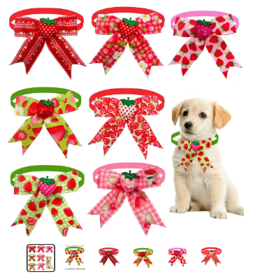 Strawberry Double Bow with Motif (50 pieces)