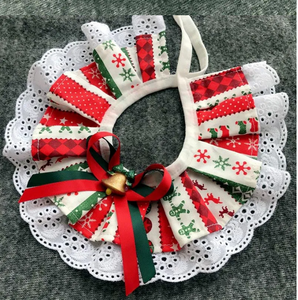 Christmas Red and Green Lace Bell Collar