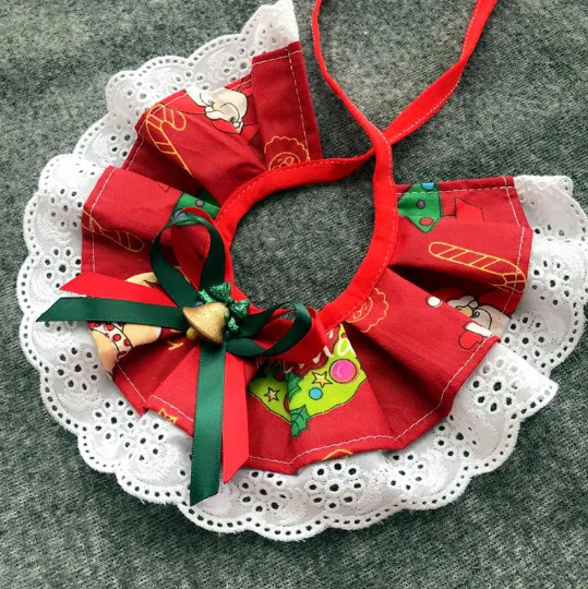 Christmas Red Bell Lace Collar