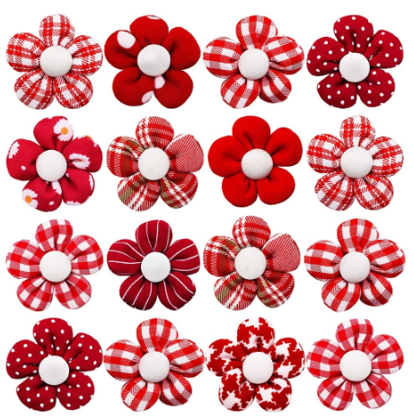 Red Flower Hair Bows (100 pieces)