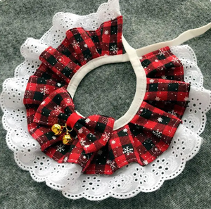 Christmas Red Tartan Bell Collar