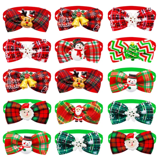 Christmas Tartan Bowtie with Motif (50 pieces)