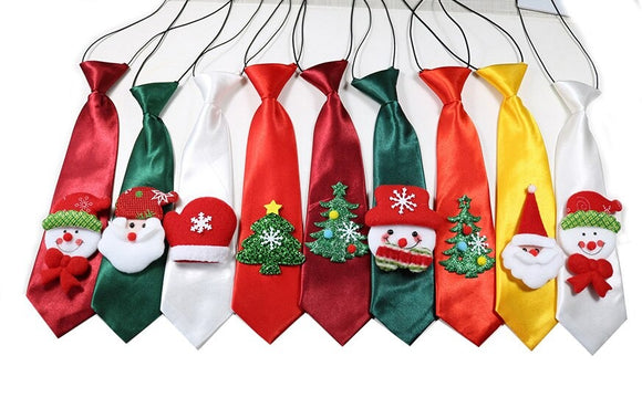 Plain Long Christmas Necktie with Motif (20 pieces)