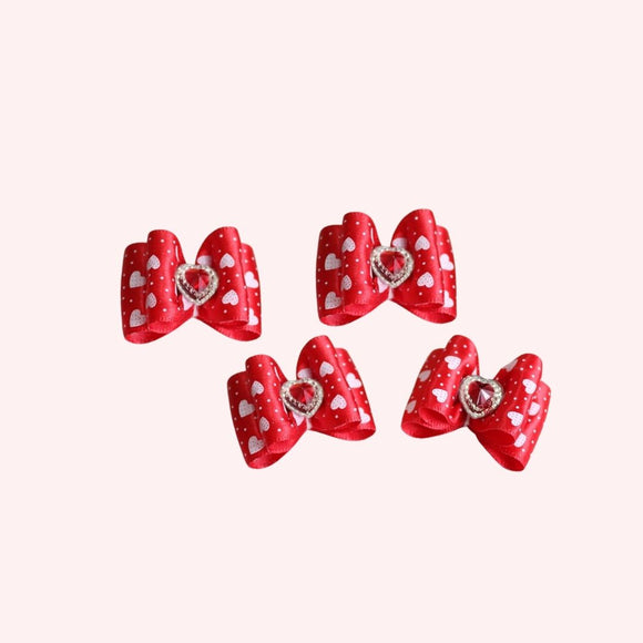 Red Gem Valentine Hair Bows (50 pieces)
