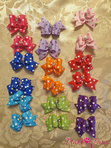 Rhinestone Polka Dot Hair Bow (18 Pieces) Bow Ties